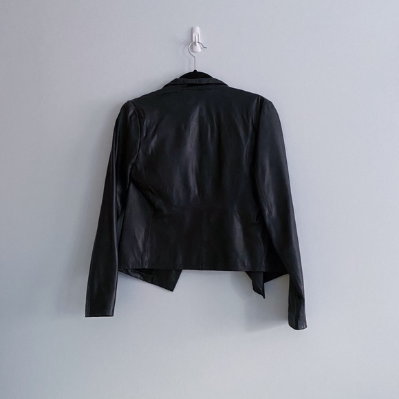 Theory Draped Crossover Lambskin Leather Jacket - Picture 4 of 5